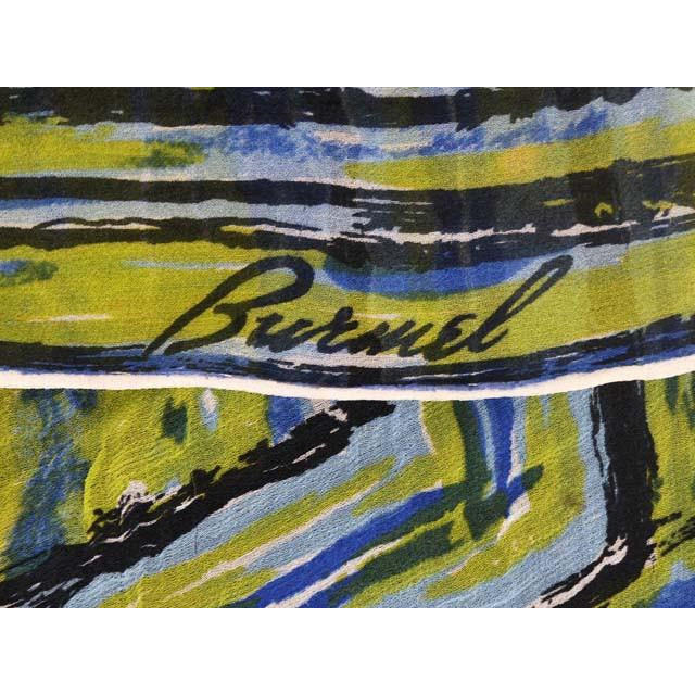 Vintage Silk Scarf Burmel Green Blue Swirl Abstract 1960s On Sale,Accessories The Best Vintage Clothing