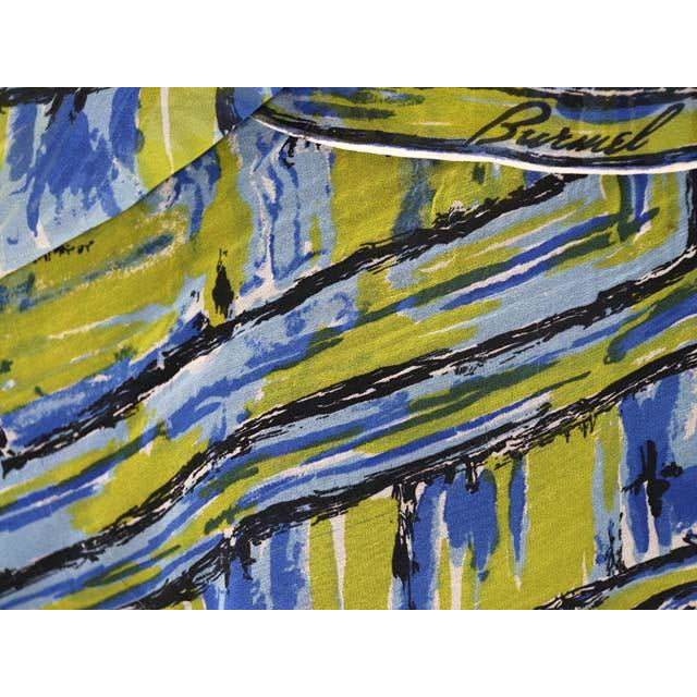 Vintage Silk Scarf Burmel Green Blue Swirl Abstract 1960s On Sale,Accessories The Best Vintage Clothing