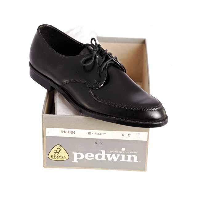 Vintage Boys Black Oxford Pointed Toe Leather Shoes NIB 1950s Children's The Best Vintage Clothing