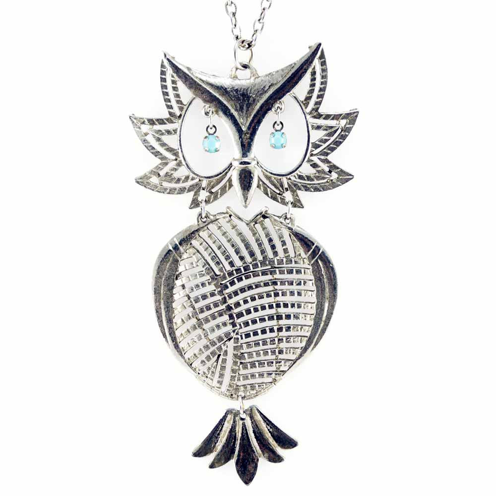 Vintage Silver Articulated Owl Necklace Turquoise Eyes 1970S On Sale The Best Vintage Clothing
