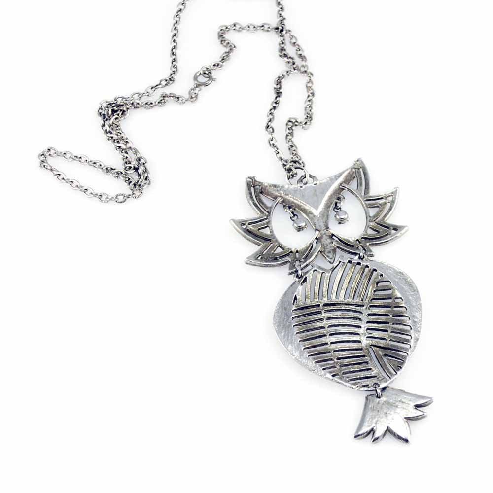 Vintage Silver Articulated Owl Necklace Turquoise Eyes 1970S On Sale The Best Vintage Clothing