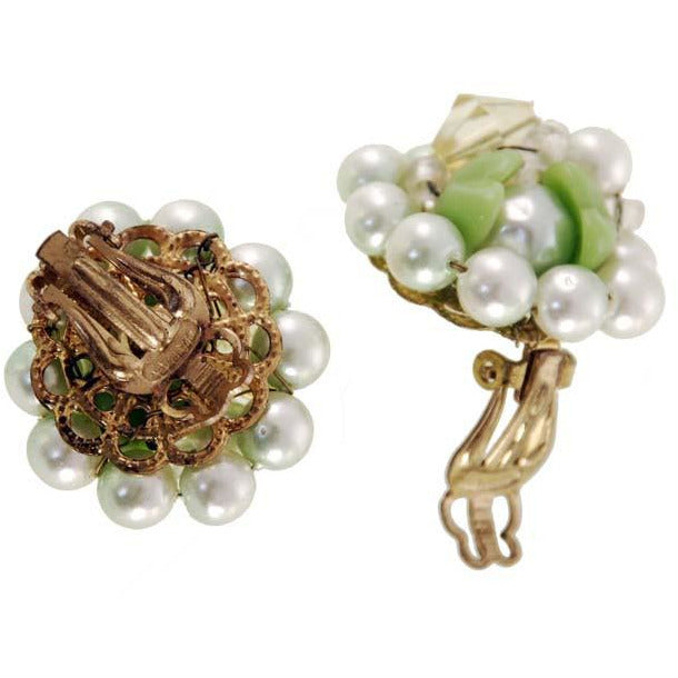 Vintage Green & Yellow Bead Earrings Clip Backs 1950s Japan Cart2cart The Best Vintage Clothing