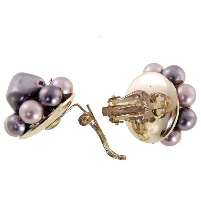 Vintage Purple Tones Bead Earrings Clip Backs 1950s Japan Cart2cart The Best Vintage Clothing