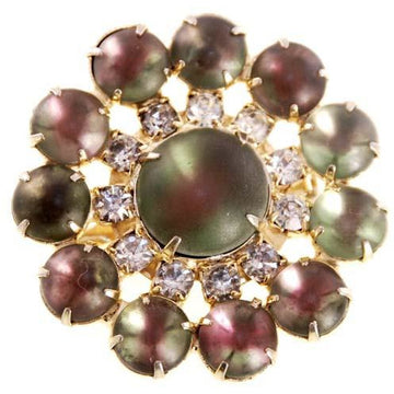 Vintage Green/Plum Cabochon Moonstone Brooch 1950s - The Best Vintage Clothing
 - 1