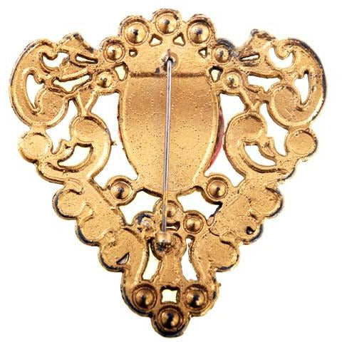 Vintage Brass & Red Brooch Large Early 1920s Downton Abbey Era Cart2cart The Best Vintage Clothing