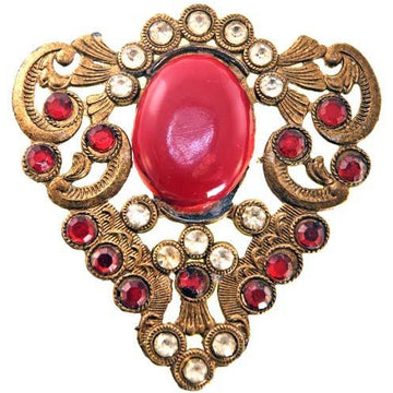 Vintage Brass & Red Brooch Large Early 1920s Downton Abbey Era - The Best Vintage Clothing
 - 1