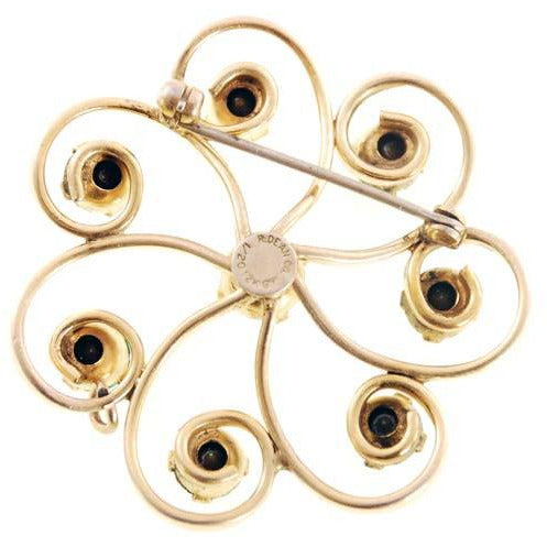 Vintage Gold Filled Brooch Emerald Green Stones R.Dean & Co 1950s Jewelry,On Sale The Best Vintage Clothing