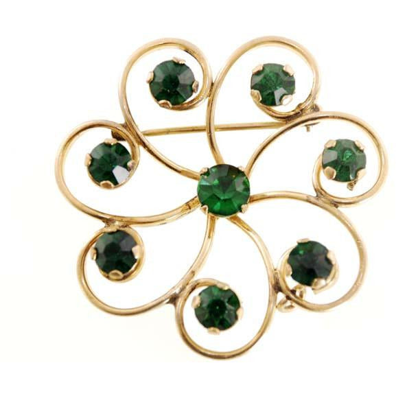 Vintage Gold Filled Brooch Emerald Green Stones R.Dean & Co 1950s - The Best Vintage Clothing
 - 1