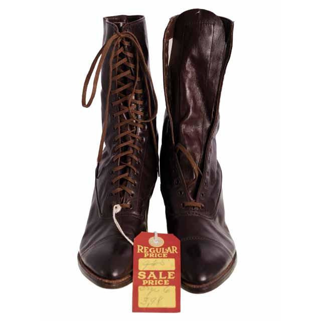 Antique Vintage Victorian Leather Boots Girls/Womens Dark Brown