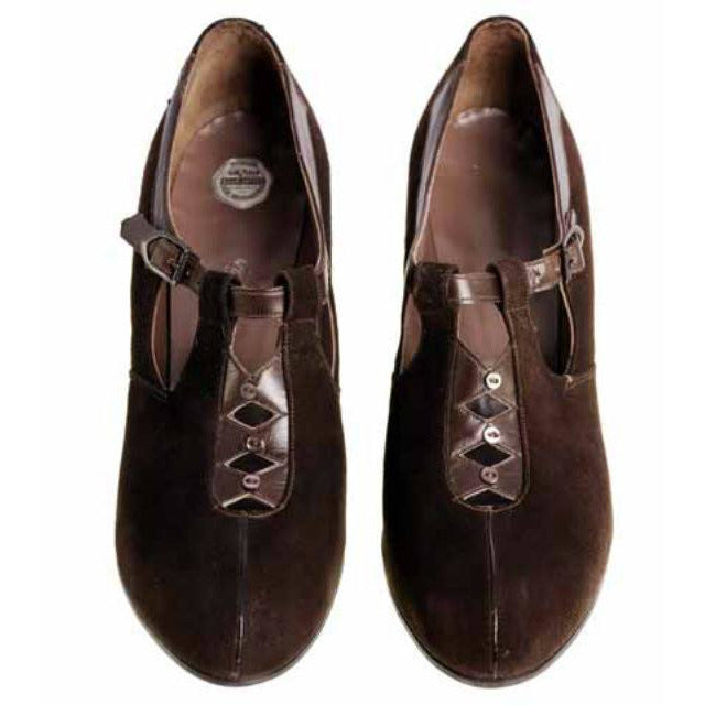 Vintage Brown Suede/Leather Mary Jane Buckle Shoes 1930s NIB 7 Early Air Step Shoes,On Sale The Best Vintage Clothing