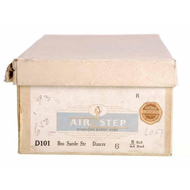 Vintage Brown Suede/Leather Mary Jane Buckle Shoes 1930s NIB 7 Early Air Step Shoes,On Sale The Best Vintage Clothing