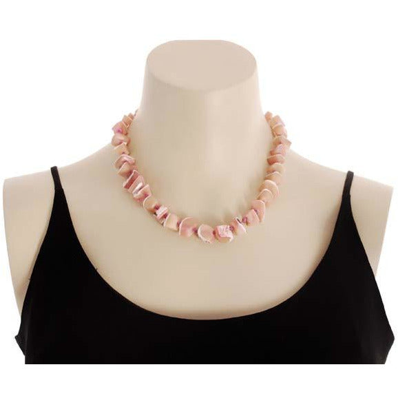 Vintage Signed Jewelry Les Bernard Necklace Natural Pink Shell Chunky Choker On Sale Les Bernard
