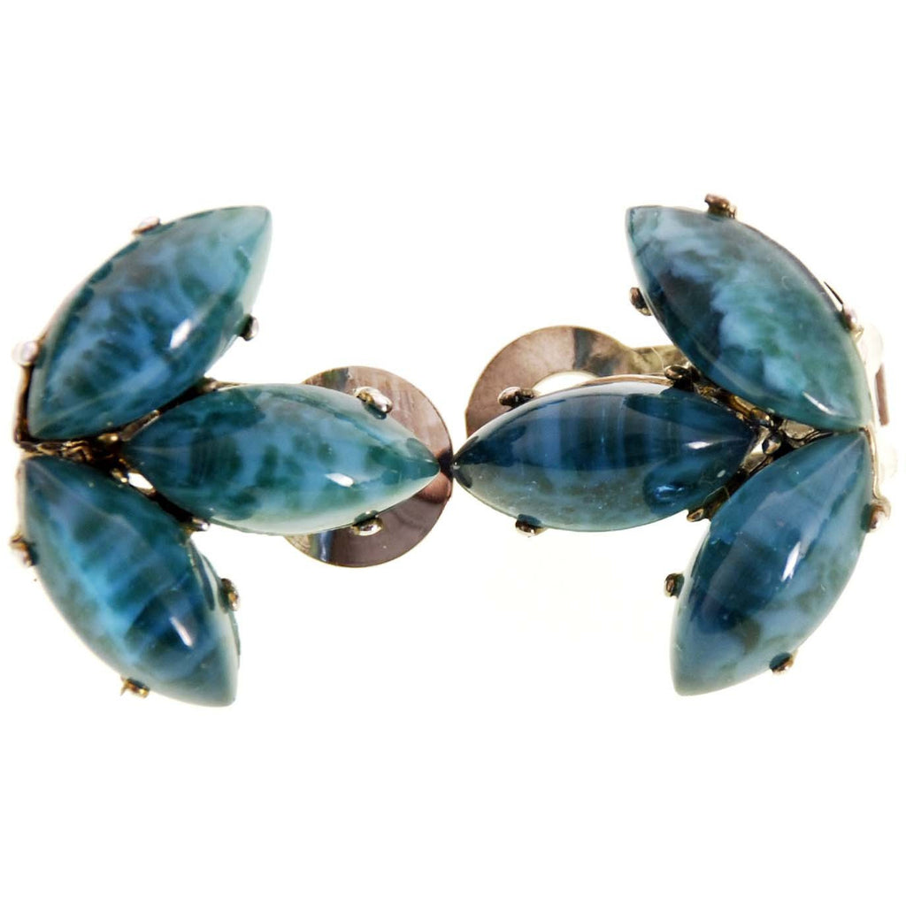 Vintage Signed Jewelry Schreiner Set Turquoise Blue Raised Lucite 1950s Women's,Jewelry Schreiner