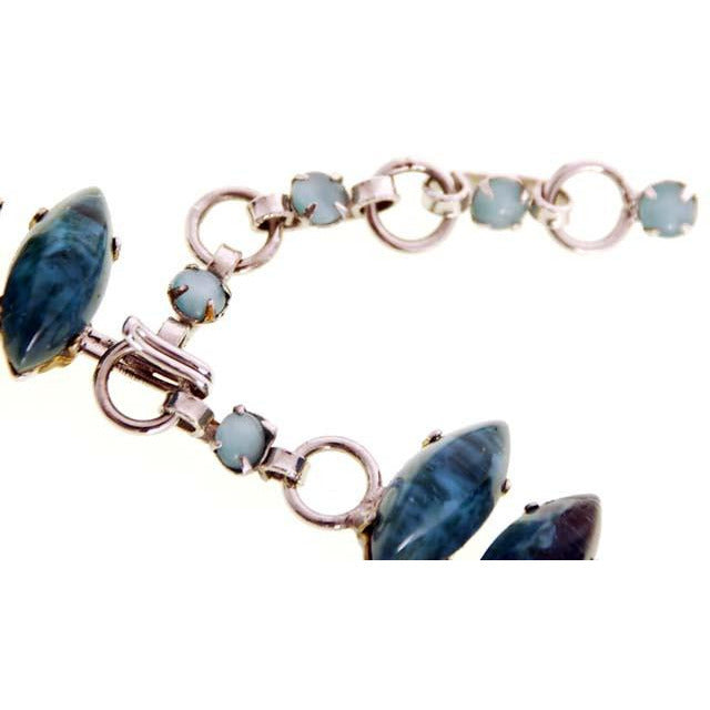 Vintage Signed Jewelry Schreiner Set Turquoise Blue Raised Lucite 1950s Women's,Jewelry Schreiner