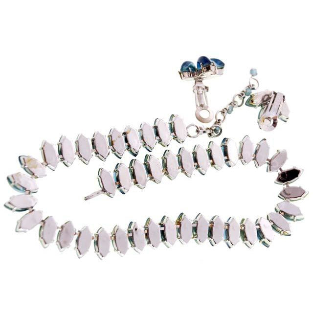 Vintage Signed Jewelry Schreiner Set Turquoise Blue Raised Lucite 1950s Women's,Jewelry Schreiner