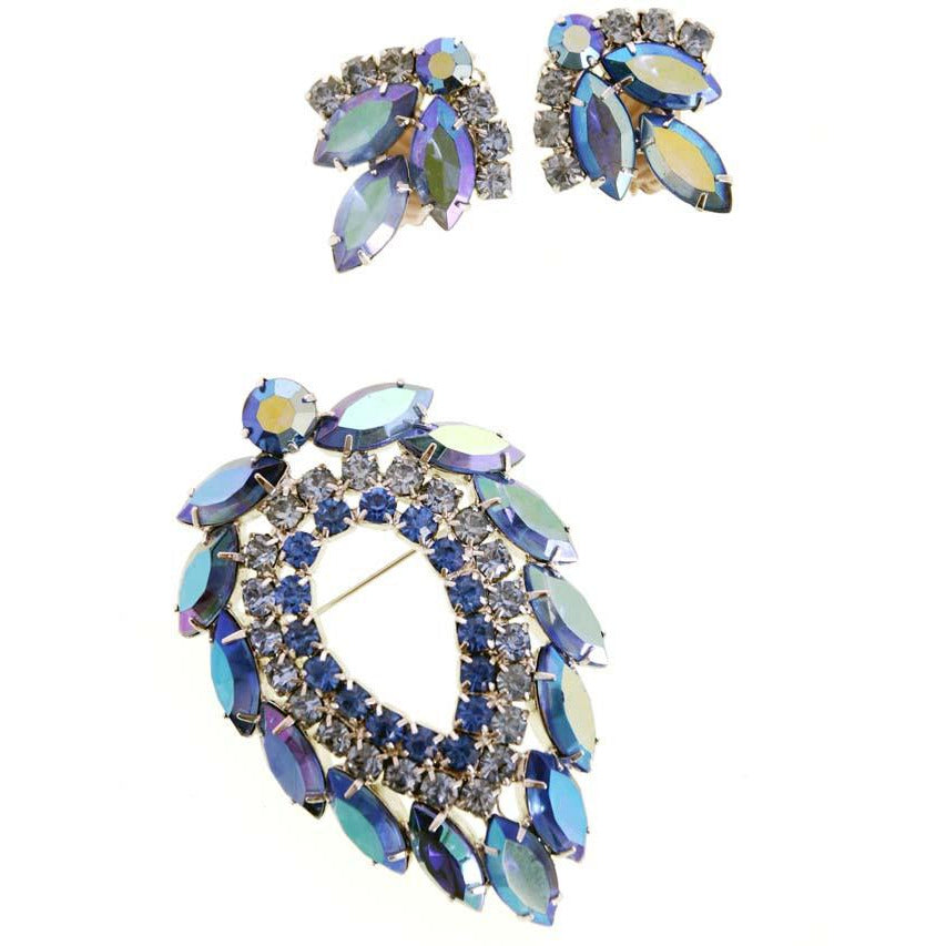 Vintage Juliana Signed Jewelry Sarah Coventry Brooch & Ears Blue Lagoon 1960's Cart2cart Sarah Coventry