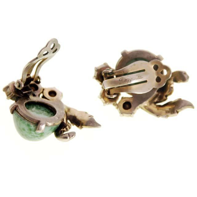 Vintage Signed Schiaparelli Gum Drop Jewelry Parure Necklace & Ears 1950s Aqua & Gold Women's Schiaparelli