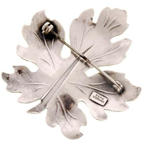 Vintage Beau Sterling Silver Oak Leaf Brooch Large 2" On Sale Beau Sterling
