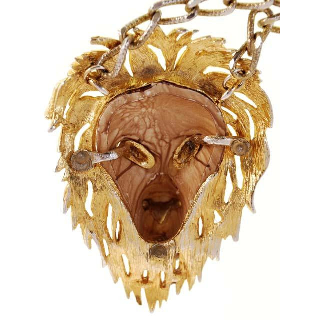 Vintage Razza Necklace Huge Lion Head Fob 4" Tall Unique Cart2cart vendor-unknown