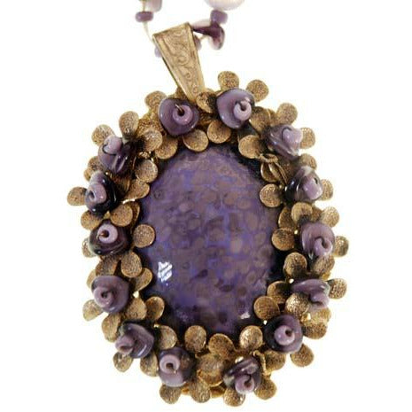Vintage Miriam Haskell Necklace Demi Parure Purple Poured Glass Moonstone Jewelry,New Arrivals Miriam Haskell
