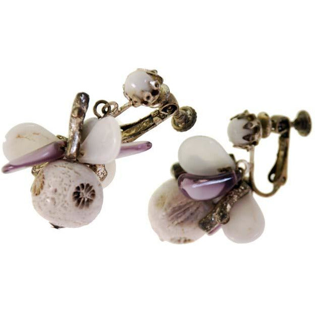 Vintage Miriam Haskell Necklace Demi Parure Purple Poured Glass Moonstone Jewelry,New Arrivals Miriam Haskell