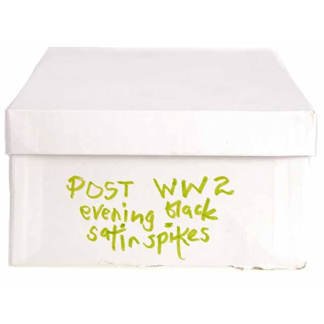 Vintage Stiletto Heels Shoes Black Satin Pointed Womens 9 B 1950s Shoes,On Sale The Best Vintage Clothing