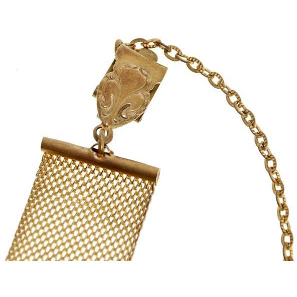 Antique Watch Chain Swivel Fob Mesh w Lion & Seal Victorian Gold Plate Jewelry The Best Vintage Clothing