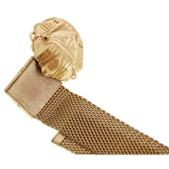 Vintage Miriam Haskell Egyptian Revival Pharoah Head Slide Bracelet Russian Gold Jewelry Miriam Haskell