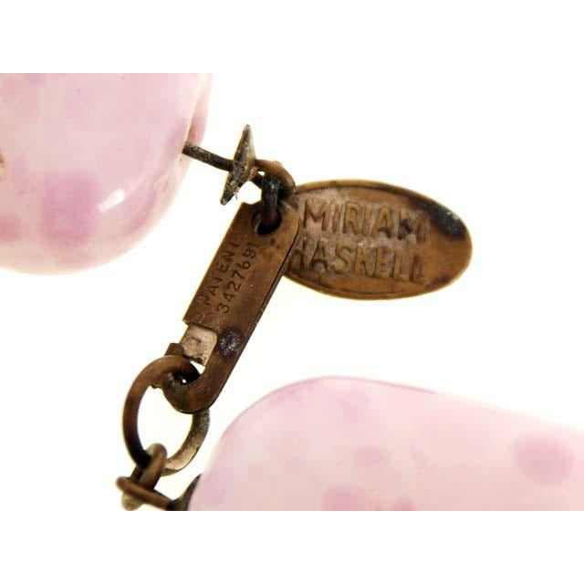 Vintage Miriam Haskell Necklace & Ears Pink Poured Glass Large Beads Cart2cart Miriam Haskell
