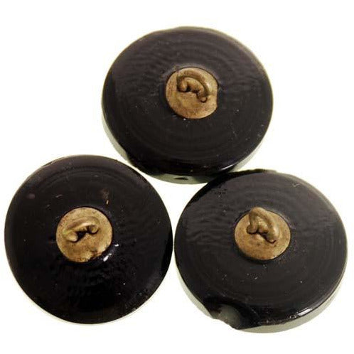 Antique Glass Buttons w/ Green and Gilt Gold Carved Flowers Shank On Sale The Best Vintage Clothing