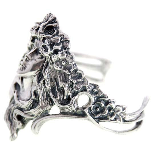 Antique Sterling Silver Art Nouveau Ladies Cuff Bracelet Huge Female Figural Jewelry The Best Vintage Clothing