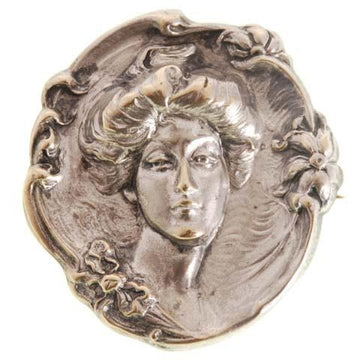 Antique Reposse Brooch Duchess of Devonshire Silver Plate - The Best Vintage Clothing
 - 1