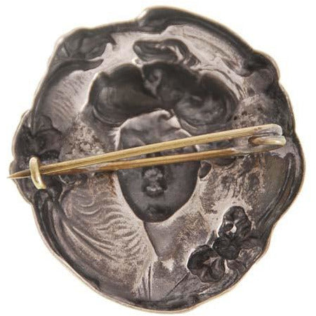 Antique Repoussé Brooch Duchess of Devonshire Silver Plate Jewelry,New Arrivals The Best Vintage Clothing