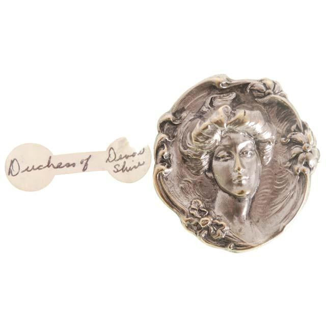 Antique Repoussé Brooch Duchess of Devonshire Silver Plate Jewelry,New Arrivals The Best Vintage Clothing