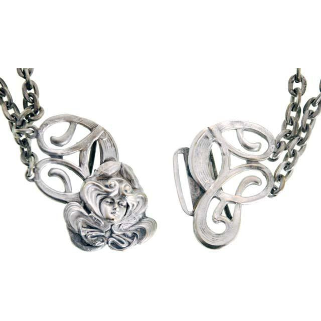Vintage Art Nouveau Chain Belt Womens Faces Super Unique 25" waist Jewelry,New Arrivals,Accessories The Best Vintage Clothing