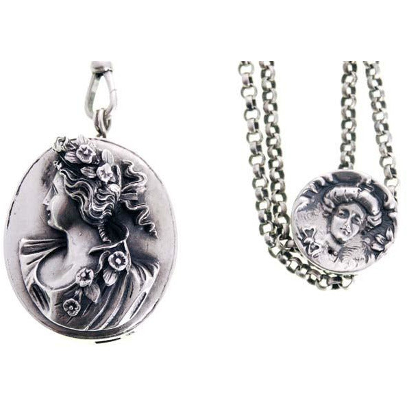 Antique Henryk Winograd .999 Silver Art Nouveau Double Repoussé Necklace Jewelry,New Arrivals Henryk Winograd