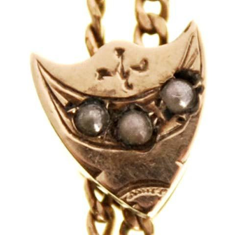 Antique Watch Chain Solid Gold wGold Slide Pearls 50" Jewelry,New Arrivals The Best Vintage Clothing