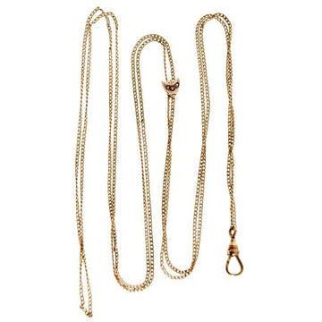 Antique Watch Chain Solid Gold wGold Slide Pearls 50" Jewelry,New Arrivals The Best Vintage Clothing