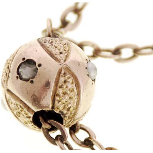 Antique Gold Filled Ball w/Pearls Watch Chain Slide Victorian Jewelry The Best Vintage Clothing