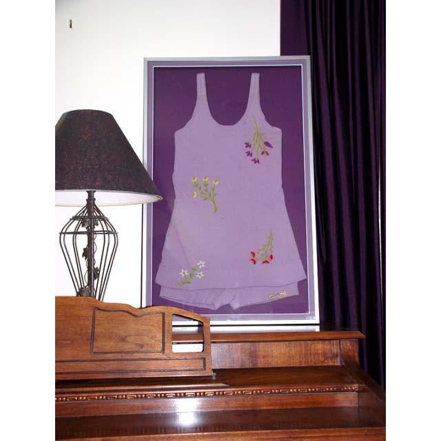 Vintage Swimsuit /Bathing Suit Lavender Zephyr Wool Embroidered 1920s Framed Collectibles,Women's,New Arrivals Zephyr