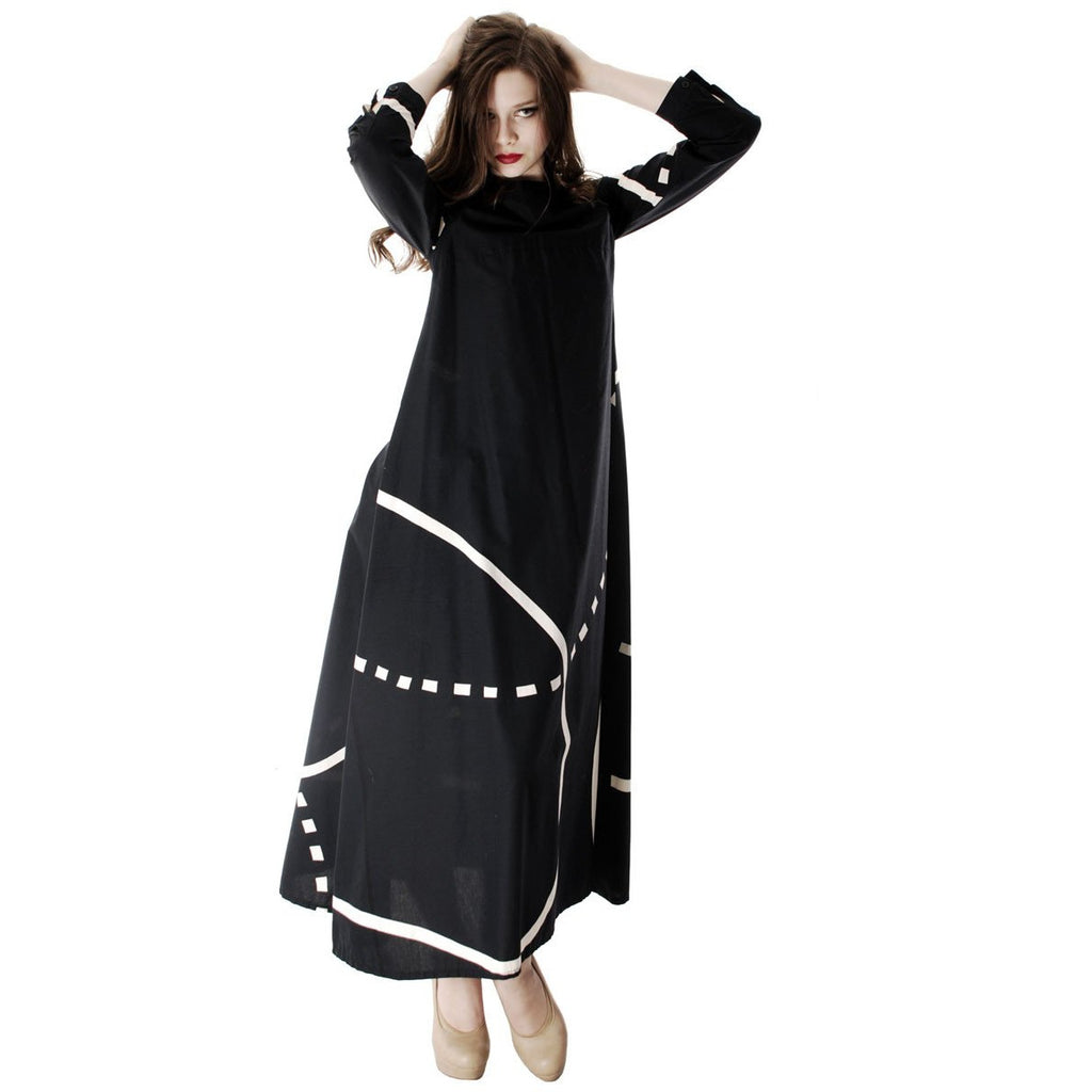 Vintage Marimekko| Pentti Rinta | Maxi Dress Bold Print 1976 Black & White Cotton Sz 34/6 marimekko The Best Vintage Clothing