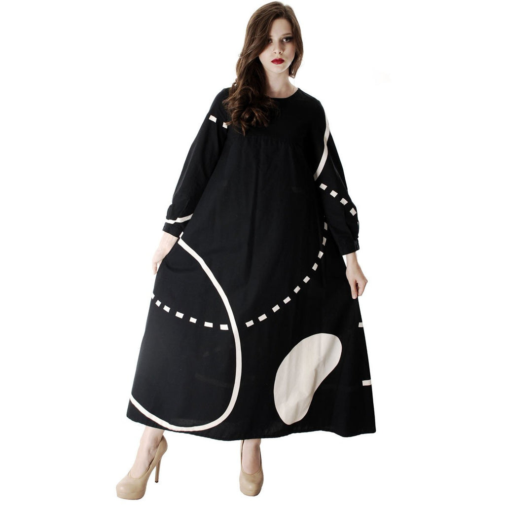 Vintage Marimekko Pentti Rinta Maxi Dress Bold Print 1976  Black & White Cotton Sz 34/6 - The Best Vintage Clothing
 - 1