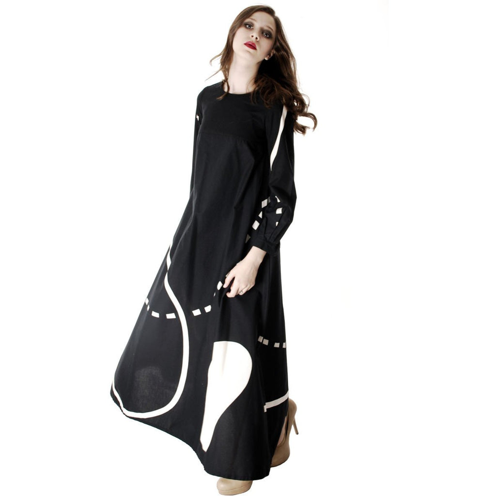 Vintage Marimekko| Pentti Rinta | Maxi Dress Bold Print 1976 Black & White Cotton Sz 34/6 marimekko The Best Vintage Clothing