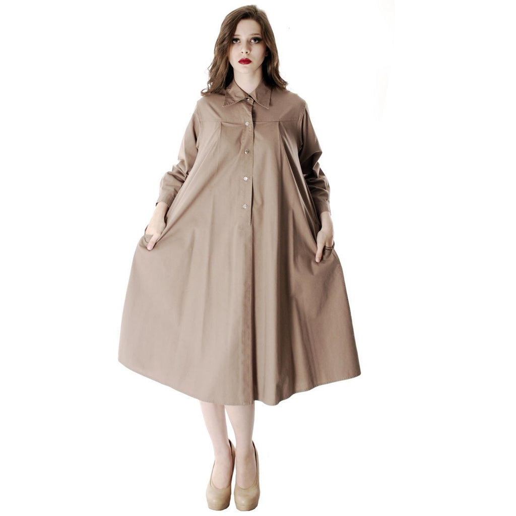 Vintage Vuokko Cotton Shirt Dress Tent Dress Taupe S Coat Dress Neutral marimekko The Best Vintage Clothing