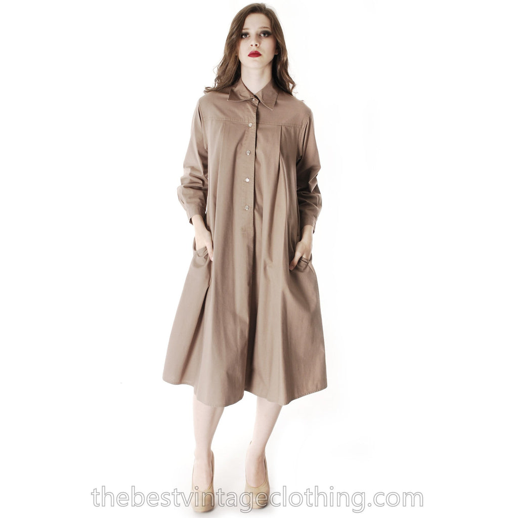 Vintage Vuokko Cotton Shirt Dress Tent Dress Taupe S Coat Dress Neutral marimekko The Best Vintage Clothing