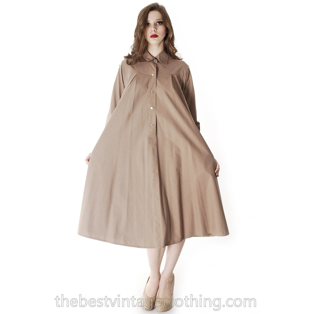 Vintage Vuokko Cotton Shirt Dress Tent Dress Taupe S Coat Dress Neutral marimekko The Best Vintage Clothing