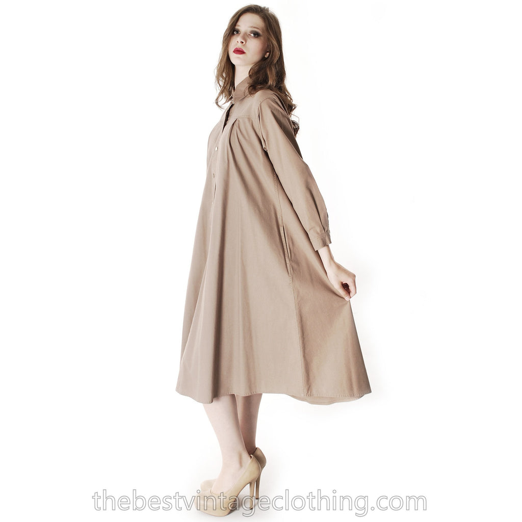 Vintage Vuokko Cotton Shirt Dress Tent Dress Taupe S Coat Dress Neutral marimekko The Best Vintage Clothing