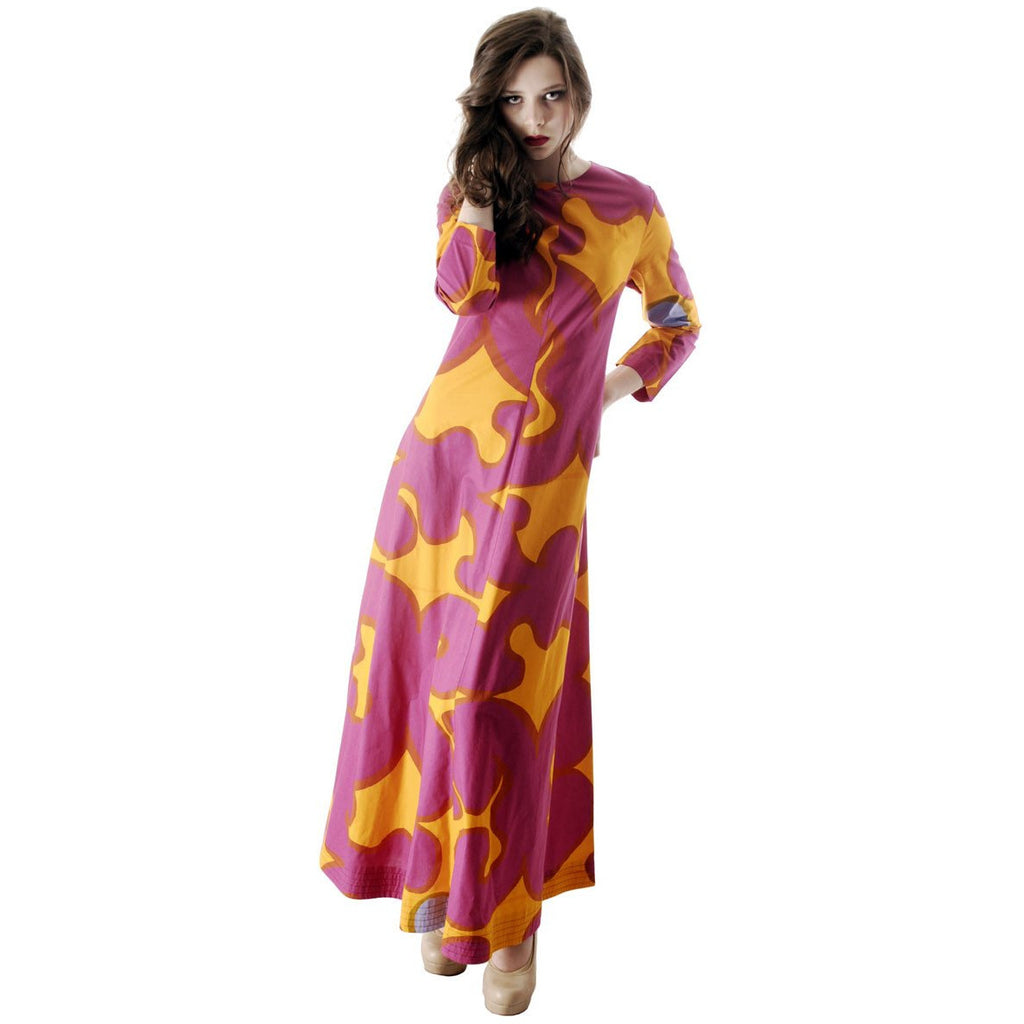Vintage 1966 MARIMEKKO FINLAND Keidas (Oasis) by Annika Rimala Maxi Dress Gown 42/14 marimekko The Best Vintage Clothing