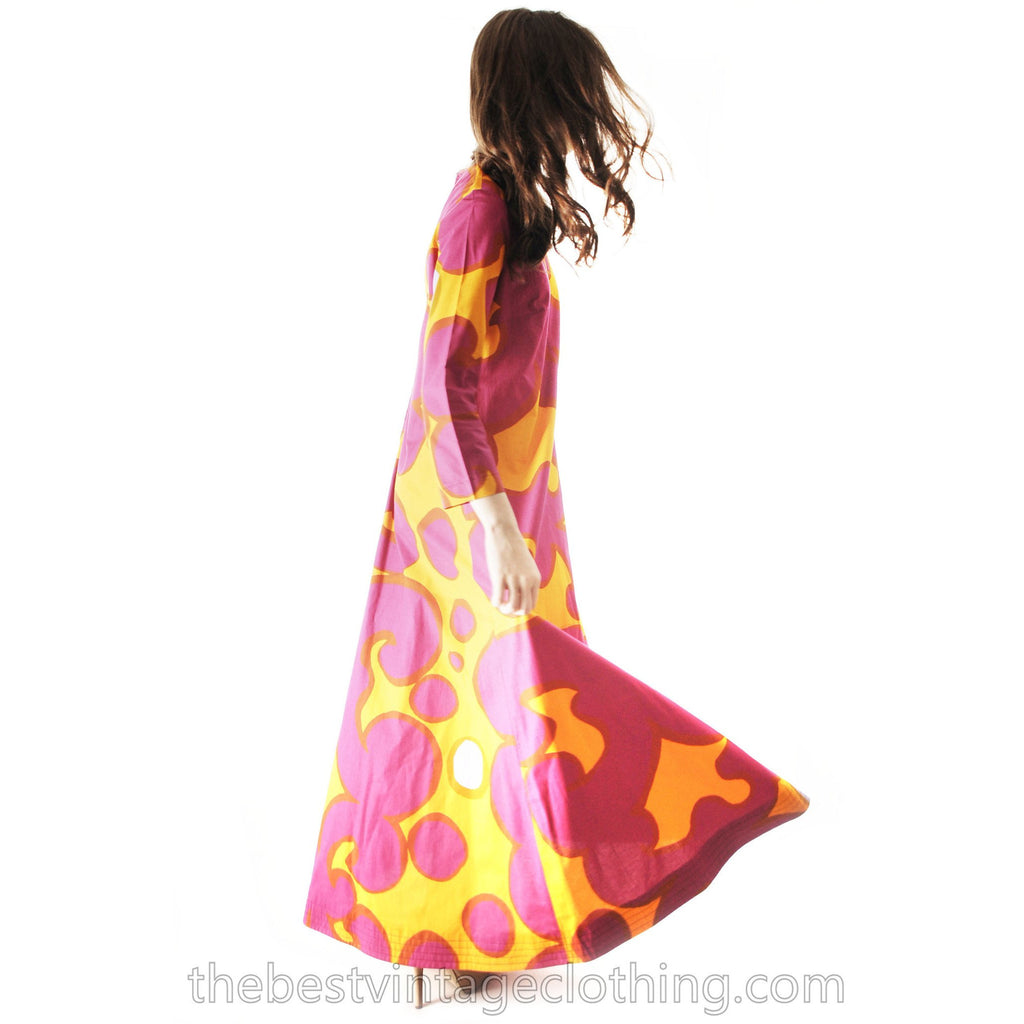 Vintage 1966 MARIMEKKO FINLAND Keidas (Oasis) by Annika Rimala Maxi Dress Gown 42/14 marimekko The Best Vintage Clothing