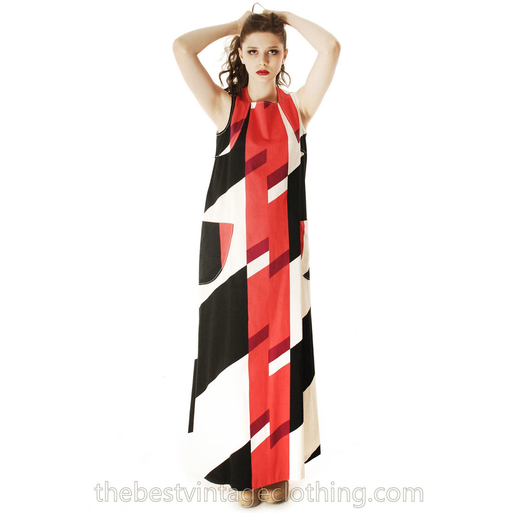 Vintage 1970s Diakonaalirytmit 100% Cotton Tampella Jumper Maxi Dress Finnish 1970s RARE M The Best Vintage Clothing